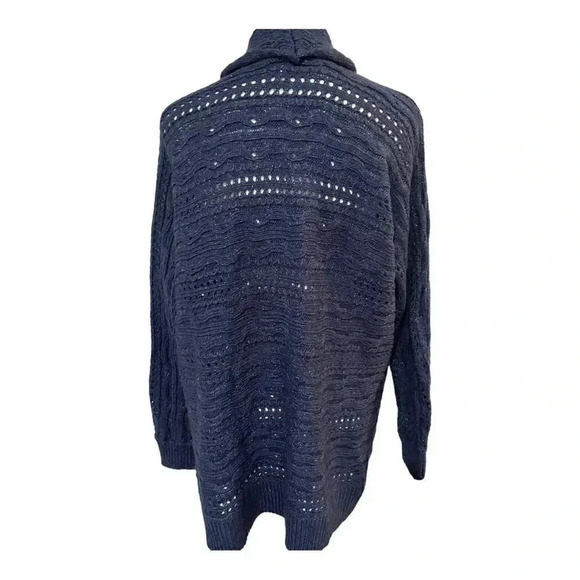 Chico’s size 3 open cardigan navy blue with a sparkle thread & ribbed cuffs EUC - Picture 7 of 11